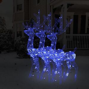 Decorațiuni reni de Crăciun, 3 buc., albastru, 120 cm, acril