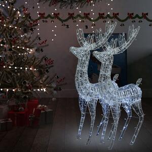 Ren de Crăciun 250 LED-uri, 2 buc., alb rece, 180 cm, acril XXL