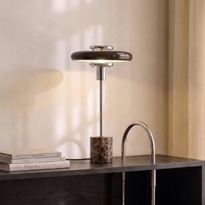 Lindby Lampa de masă Branford, stil retro, maro, sticlă/marmură, Maro / Rugină, Camera de zi / sufragerie, Sticlă, Vintage