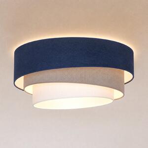 Duolla Plafonieră Trio, albastru închis/bej, Ø 60 cm, material textil, E27, Albastru, Bucătărie, Țesătură / Textil, Viața tânără