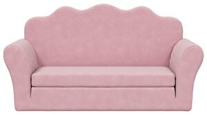 Canapea extensibilă de copii cu 2 locuri, roz, pluș moale