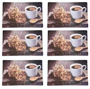 Set suport farfurie pentru servirea mesei, model Pufo Perfect Coffee, 6 bucati