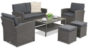 Mobilier de grădină Monaco Coffee 4 + 2 pufuri Garden Point antracit