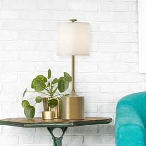 Elstead Lampa de masă Issa, culoare fildeș/auriu, 68 cm, in/metal, Bej, Camera de zi / sufragerie, Aluminiu, Vintage