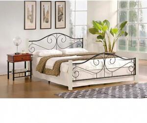 Pat VIOLETTA 160x200, ecru/negru, lemn/otel, cu somiera