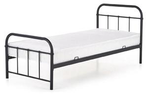 Pat metalic negru Linda 90x200, negru, otel, cu somiera