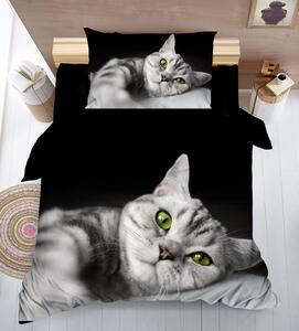 Lenjerie de pat din microfibra Culoare negru, 3D GREY CAT