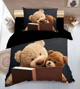 Lenjerie de pat din microfibra Culoare negru, 3D TEDDY BEAR