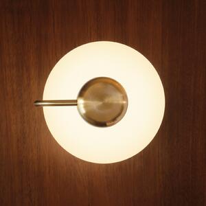 Kdln Aplică de perete cu LED TRATTO, alamă, Ø 27 cm, metal/sticlă, reglabil, Auriu / Alamă, Camera de zi / sufragerie, Sticlă, Design