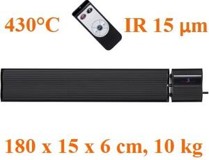 2800W/1400W ElectricSun negru, incalzitor electric interior exterior panouri radiante termostat cu Wi-Fi si APP internet TUYA, 180x15 cm