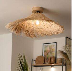 Brilagi - Plafonieră LED aplicată CERIA BOHO 1xE27/40W/230V diam. 100 cm ratan/stejar