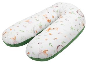 Perna gravide 3 in 1 cu husa detasabila din bumbac 100% Kidizi Lena, lungime 160 cm, Forest Joy