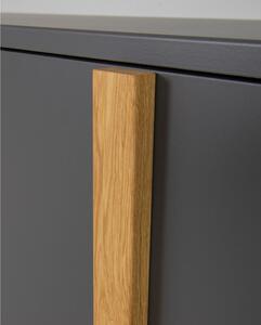 Comodă cu picioare din stejar Tenzo Birka, 177 x 78 cm, gri antracit