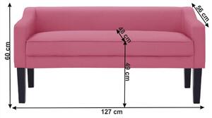 Banca FIRONA, lemn/stofa roz, 127x56x60 cm