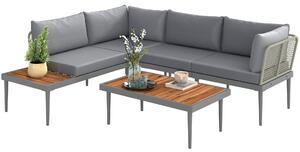 Outsunny Set de Mobilier de Grădină din 3 Piese cu 2 Canapele și Măsuță de Cafea, 184x75x71 cm, Gri | Aosom Romania