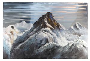 Tablou 3D Mountain, panza, alb gri negru, 150x100 cm