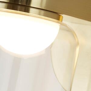 Searchlight Aplică de perete LED Highball, culoare alamă, IP44, sticlă, Auriu / Alamă, Baie, Metal