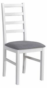Scaun NILO 8, alb/gri - Riviera 91, lemn de fag/stofa catifelata, 43x4