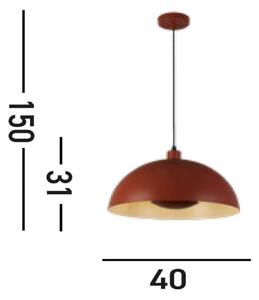 Lampă suspendată Mars, portocaliu închis, Ø 40 cm, oțel