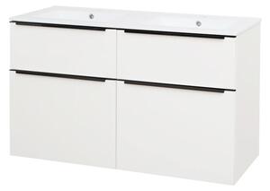 Mereo, Mereo Mailo, mobilier baie cu lavoar ceramic 121 cm, alb, mâner negru, MER-CN513B