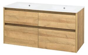 Mereo Mereo, Opto, dulap baie cu chiuveta ceramica 121 cm, alb, stejar, alb/stejar, negru, MER-CN923