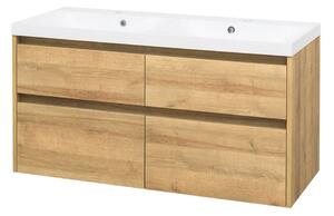 Mereo, Mereo Opto, mobilier de baie cu lavoar din marmură turnată 121 cm, stejar Riviera, MER-CN923M