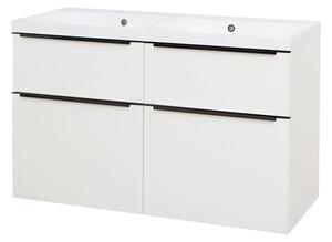 Mereo, Mereo Mailo, mobilier de baie cu lavoar din marmură turnată 121 cm, alb, mâner negru, MER-CN513MB
