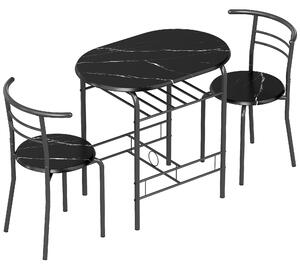 HOMCOM Set Masă Modernă cu 2 Scaune pentru Dining, Set 3 Piese Economisitoare de Spațiu pentru Bucătărie, Balcon, Restaurant sau Bar, Maro și Negru | Aosom Romania