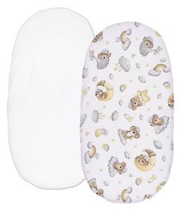 Set 2 cearceafuri din bumbac cu elastic roata pentru landou sau cosulet de rachita Kidizi Koala Dreams