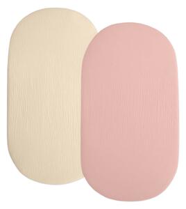 Set 2 cearceafuri din muselina dubla cu elastic roata pentru landou sau cosulet de rachita Kidizi pink, bumbac 100%