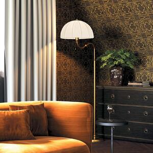 Elstead Lampadar Crosby, bej/auriu, înălțime 173 cm, material textil/metal, Bej, Camera de zi / sufragerie, Metal, Vintage, Umbrelă în picioare
