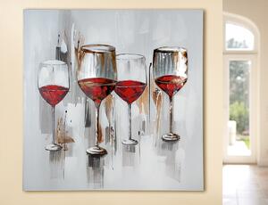 Tablou pictat manual WINE TASTING, panza, 100x100x3 cm