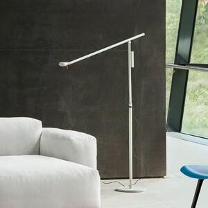 HAY Lampadar LED Fifty-Fifty, gri, înălțime 135 cm, dimabil., reglabil, Gri, Camera de zi / sufragerie, Aluminiu, Design