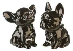 Set 2 pusculite Mini dog, ceramica, negru, 10x13 cm