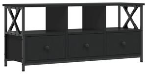 Comodă TV, negru, 102x33x45 cm, lemn prelucrat & fier