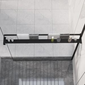 Raft de duș pentru perete cabină de duș negru, 100 cm, aluminiu