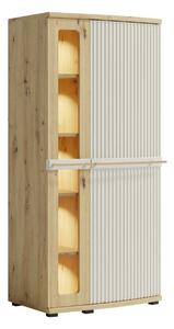 Vitrina CANDY1 C2a, stejar artisan/casmir, PAL/sticla, cu iluminare LE