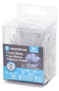 Aigostar - Ghirlandă de Crăciun cu LED 20xLED/3xAA 2,3m albă rece