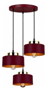 Candelabru suspendat pe cablu IGNIA 3xE27/60W/230V vișiniu/auriu