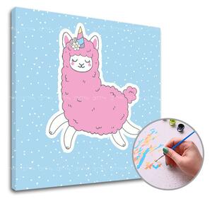 Pictură după numere PINK LAMA SINGLE CUT | low difficulty