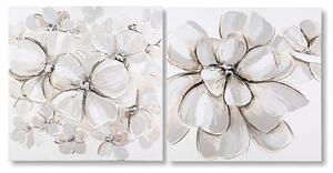 Set 2 tablouri Floral , panza, maro crem gri, 40x40x3 cm