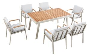 Set masa si scaune gradina Higold Nofi, 6 scaune si masa dreptunghiulara, bej