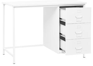 Birou cu sertare, alb, 105x52x75 cm, oțel, industrial