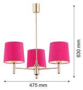 Lustră pe tijă PONTE 3xE27/15W/230V roz/alamă Argon 1498