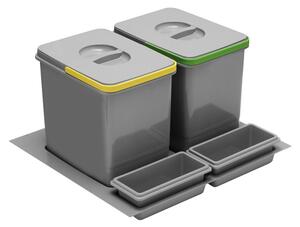 Cos gunoi MULTINO pentru sistem ModernBox, 2 cuve x15 l, h=300 mm, 473x509 mm, finisaj gri PB-91104100B5