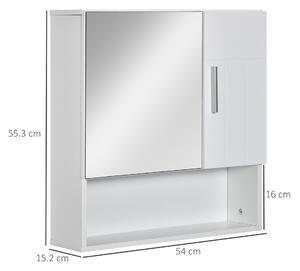 Kleankin Dulap pentru Baie cu Oglindă, 2 Uși, Design Compact, Ideal pentru Depozitare, 54x15.2x55.3 cm, Alb | Aosom Romania
