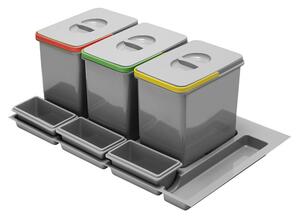 Cos gunoi MULTINO pentru sistem ModernBox, 3 cuve (3x15 l), h=300 mm, 474x710 mm, finisaj gri PB-91634100B5V