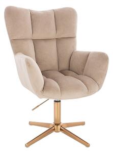 HR650CROSS Latte Catifea Scaun cu Bază Aurie