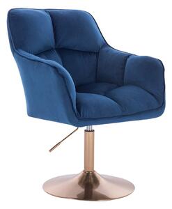 HR550N Scaun Bleumarin Catifea cu Bază Aurie