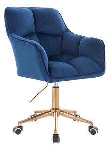 HR550K Scaun Bleumarin Catifea cu Bază Aurie